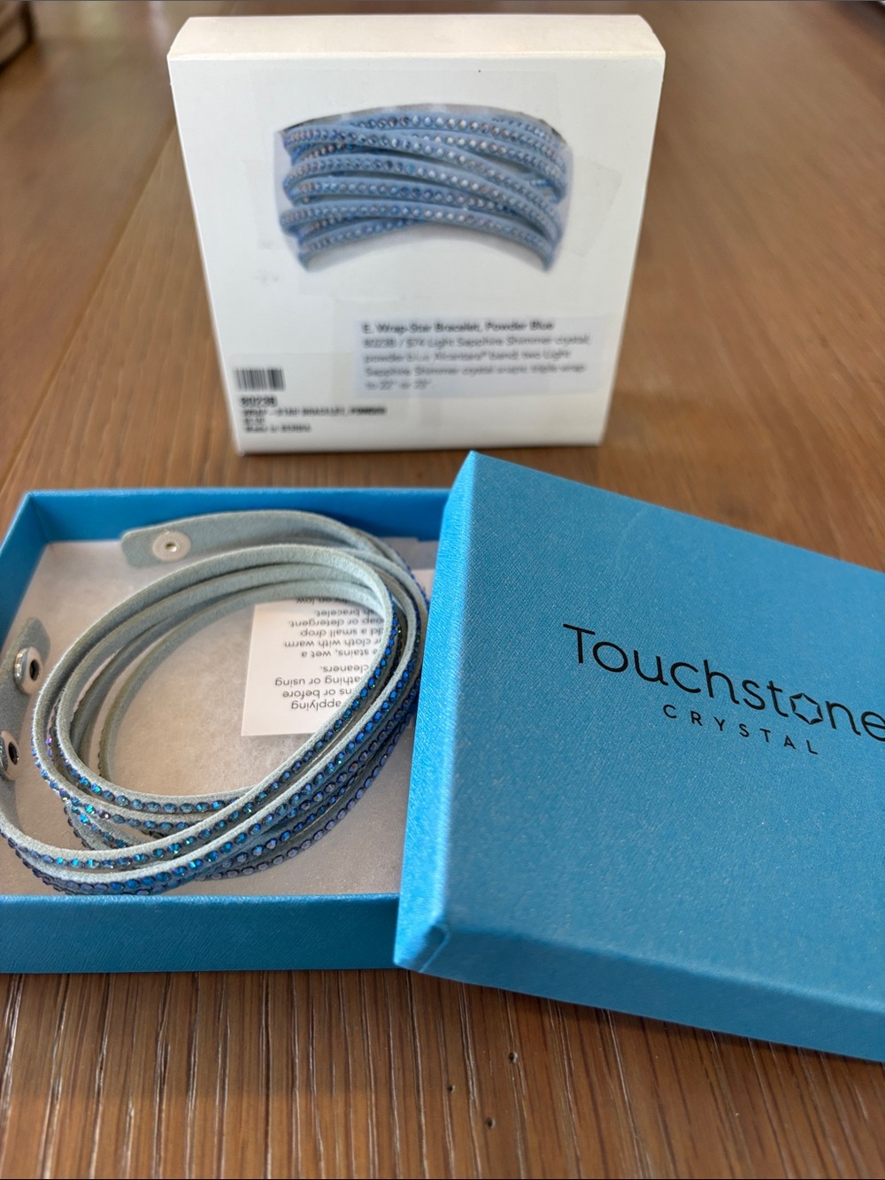 Touchstone Crystal Light Blue Multi‑Row Wrap Bracelet with Crystals